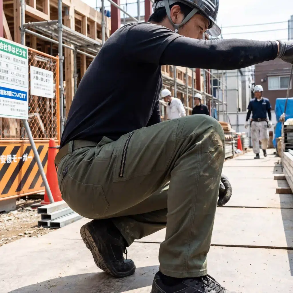 ワークパンツ, 高可動域