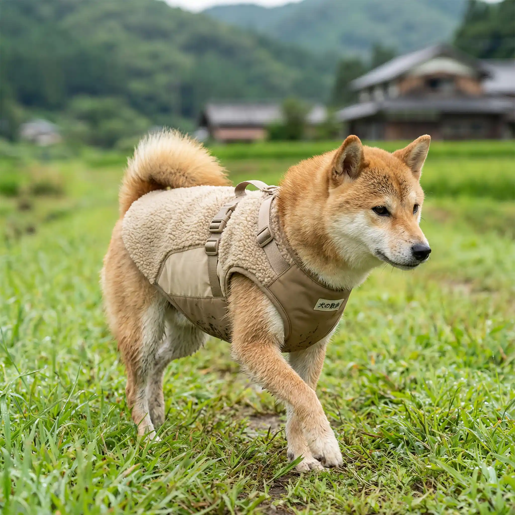 アウトドア犬服, 泥汚れ防止, 散歩シーン