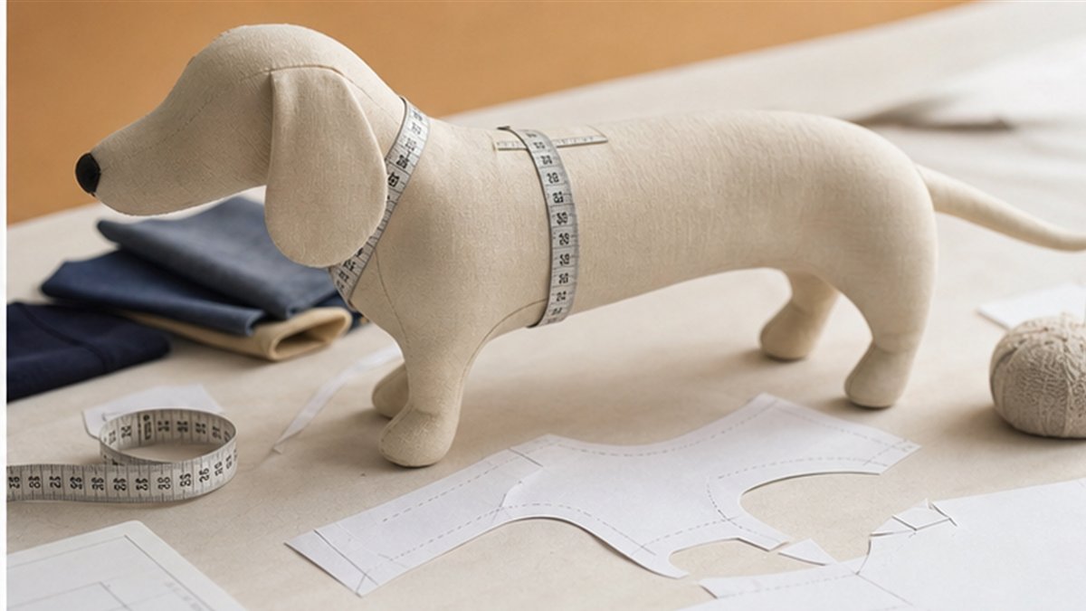 ダックスフンド向け犬服OEMの採寸とパターン確認イメージ